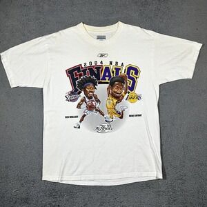 Vtg 2004 NBA Finals Kobe Cartoon Caricature Lakers Pistons T Shirt Medium #2132